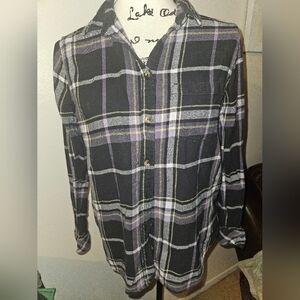 Sonoma Womans Plaid Long Sleeve Button Up Shirt Size S